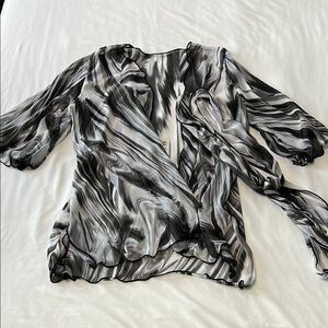 NWOT Handmade Sheer Kimono w/ Split Side Hem and Matching Scarf